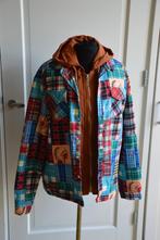 Schots geruite patchwork tussendoor jas met rits en capuchon, Ophalen of Verzenden, Nieuw, Maat 56/58 (XL), Blauw