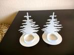 2 Nieuwe,sierlijke witte waxinelichthouders model kerstboom, Ophalen of Verzenden, Nieuw