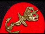 Korps Mariniers Baretembleem Oud Messing Anker, Verzenden, Marine, Nederland, Embleem of Badge