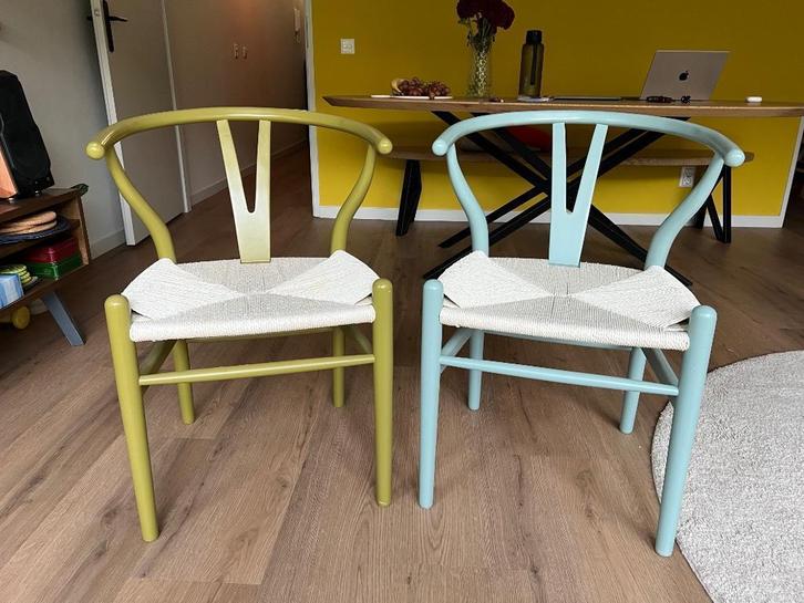 Wishbone Stijl Stoelen 2x, Huis en Inrichting, Stoelen, Gebruikt, Twee, Hout, Ophalen