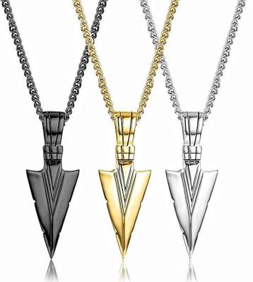 Heren ketting met Viking hanger Pijl goud, zilver of zwart beschikbaar voor biedingen