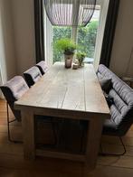 Stoere industriële eethoek met bank en 3 stoelen, Ophalen, Gebruikt