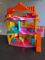 leuk groot poppenhuis met 2 verdiepingen + meubeltjes, Ophalen of Verzenden, Zo goed als nieuw, Poppenhuis