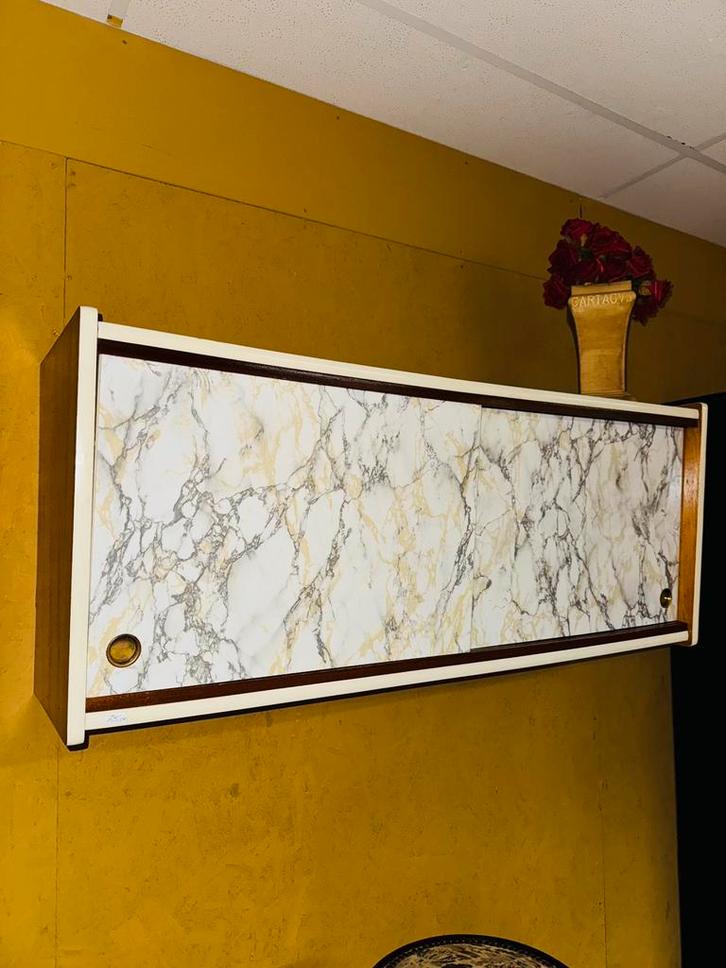 Retro vintage formica hangkastje marmer look, Verzamelen, Retro, Ophalen