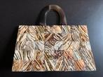 Elegante tas met been/schelpen bekleed, Ophalen of Verzenden, Zo goed als nieuw, Beige, Handtas