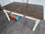 Tafel met 2 laden - Vintage look, Huis en Inrichting, Tafels | Eettafels, Ophalen, Gebruikt, 100 tot 150 cm, 50 tot 100 cm