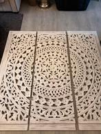 Houten 3 delig boho/india stijl wandpanelen, Ophalen, Zo goed als nieuw
