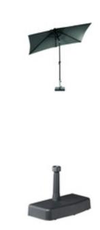 Rechthoekig Parasol met voet zwart, Ophalen, Nieuw, Waterdicht, 1 tot 2 meter