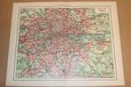 Antieke kaart - Londen en omgeving - Circa 1900, Boeken, Gelezen, Ophalen of Verzenden, Landkaart, 1800 tot 2000