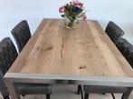 Eiken bartafel rvs frame 150x100cm! Nieuwstaat, Huis en Inrichting, Tafels | Eettafels, Ophalen, 100 tot 150 cm, Eikenhout, 50 tot 100 cm
