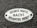 Emaille Gecontr. Partic. Nacht Veiligheids Dienst deurpostje, Reclamebord, Gebruikt, Ophalen of Verzenden