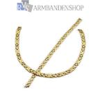 RVS set Gold-color design choker ketting armband rvs goud, Nieuw, Goud, Overige materialen, Ophalen of Verzenden