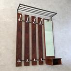 Vintage hout fineer palissander kapstok met spiegel, Minder dan 100 cm, Gebruikt, Hout, Wandkapstok
