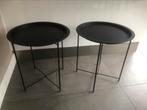Twee bijzet tafeltjes zwart, 45 tot 60 cm, Minder dan 55 cm, Rond, Ophalen of Verzenden