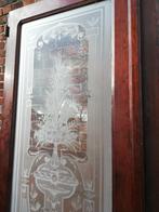 235,5hx161br Dubbele deur met bijzonder mooi ge-etst glas, Antiek en Kunst, Ophalen