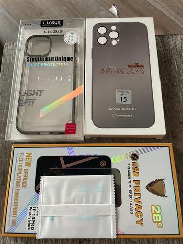 iPhone 15 cases / screen protection: privacy protection beschikbaar voor biedingen