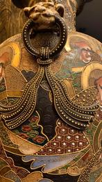 SPLENDID GOLD 24 CARATS GILDING SATSUMA BIG VASE, Antiek en Kunst, Antiek | Porselein, Ophalen