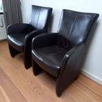 Bruine lederen stoelen, Huis en Inrichting, Ophalen, Gebruikt, Twee, Bruin