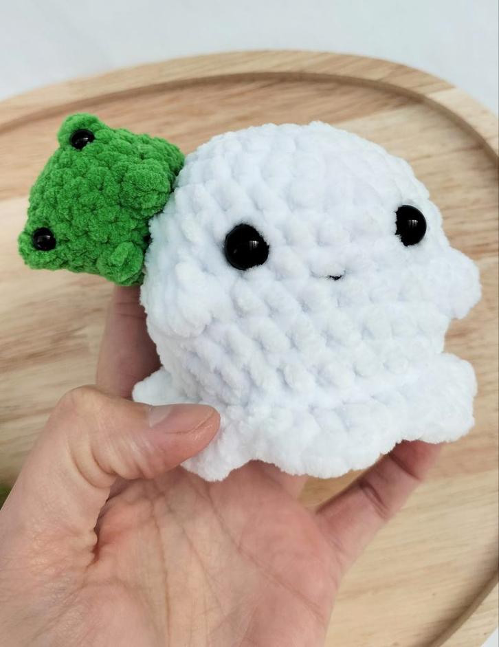 Gloednieuw Gehaakt Knuffel Spookje met kikker, Kinderen en Baby's, Speelgoed | Knuffels en Pluche, Nieuw, Kikker, Ophalen of Verzenden