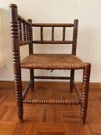 Antieke hoekstoel hout en riet, Ophalen