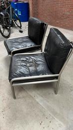 Mooie design stoelen leer en staal., Huis en Inrichting, Fauteuils, Ophalen, Modern / industrieel, Zo goed als nieuw, 50 tot 75 cm