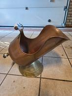 Antieke Koperen Kolenkit met Porseleinen Handvatten, Antiek en Kunst, Ophalen