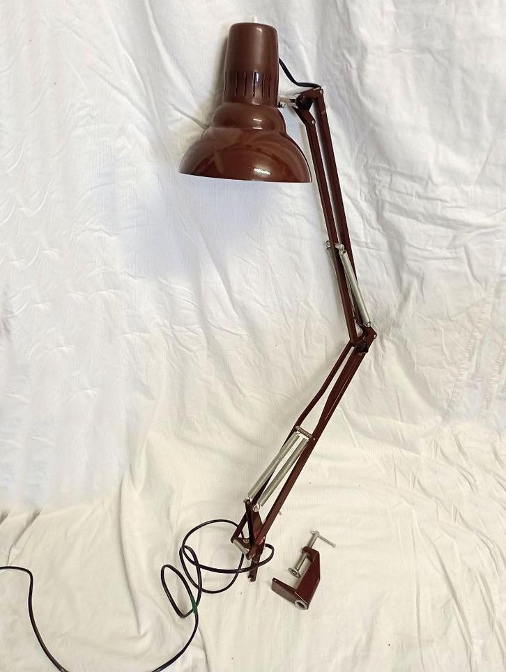 Retro bruine bureaulamp, Huis en Inrichting, Lampen | Tafellampen, Gebruikt, 75 cm of meer, Metaal, Ophalen of Verzenden