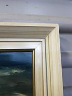 Schilderij van dorp met gracht, ophaalbrug en molen in witte, Huis en Inrichting, Ophalen of Verzenden, 'T Olde Gre-j, Info@toldegrej.nl