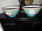 Twee Chinese Wan Shou porseleinen schaaltjes jade groen, Antiek en Kunst, Ophalen of Verzenden