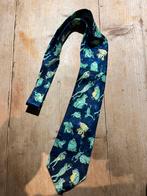 Blauwe stropdas met kikkerpatroon, Ophalen of Verzenden, Zo goed als nieuw, Blauw, Met patroon