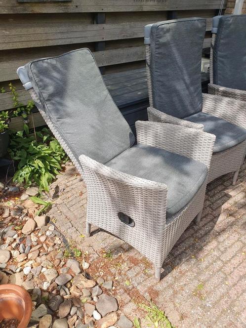 4 Domani wicker tuinstoelen+goede kussens!!, Tuin en Terras, Tuinstoelen, Gebruikt, Wicker, Verstelbaar, Ophalen