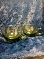 Vintage Vereco France Groene Glazen Kopjes (Set van 2), Ophalen of Verzenden