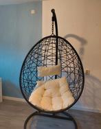 Zwarte hangstoel (hangei) met kussen, Ophalen, Zwart, Zo goed als nieuw, Stof