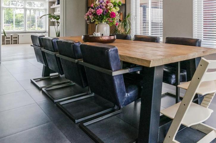 8 of 4 stuks leren stoelen eetkamerstoel, Huis en Inrichting, Stoelen, Gebruikt, Vier, Leer, Zwart, Ophalen