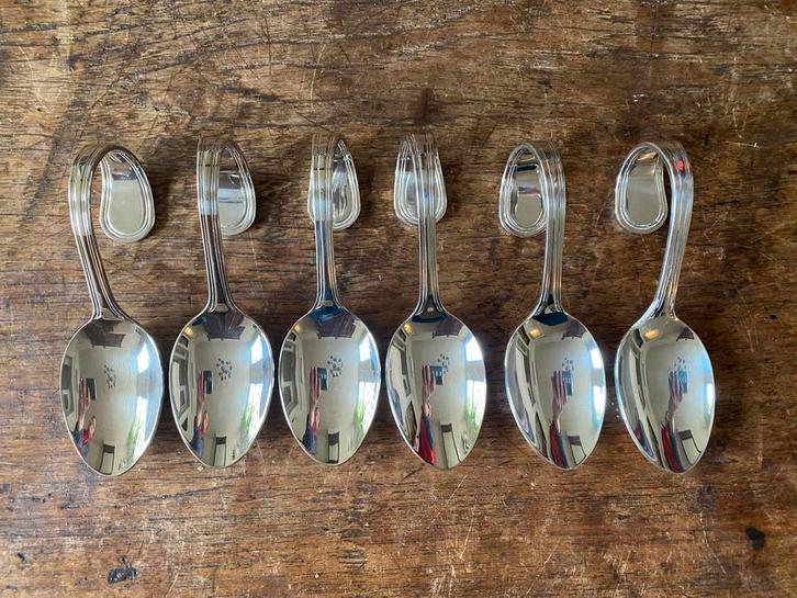 Set van 6 verzilverde amuselepels. Zware uitvoering, Antiek en Kunst, Antiek | Bestek, Ophalen of Verzenden