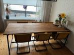 Houten eettafel met zwart frame, Huis en Inrichting, Tafels | Eettafels, Ophalen, Gebruikt, 200 cm of meer, 50 tot 100 cm
