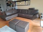 Natuzzi Leren Hoekbank + 2 Hockers, Huis en Inrichting, Ophalen, Gebruikt, Vierpersoons of meer
