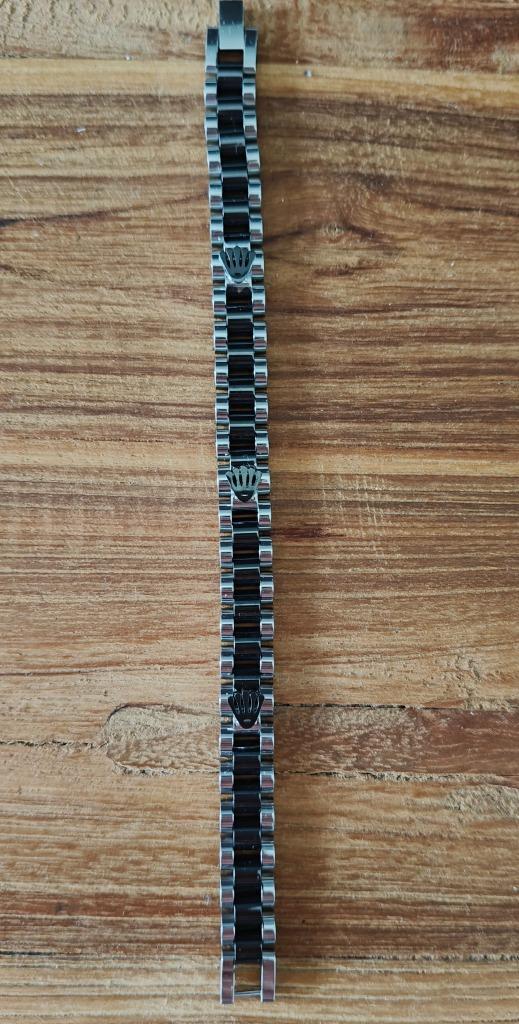 Rolex Crown Armband Stainless Steel Zilver/ Zwart, Sieraden, Tassen en Uiterlijk, Armbanden, Nieuw, Staal, Zwart, Ophalen of Verzenden