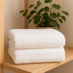 Partij witte badhanddoeken met bies 70x140cm, NHP International, Sales@nhp-international.com, Wit, Handdoek