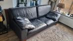 Lederen bank - Zwart - Driepersoons, Gebruikt, Driepersoons, Ophalen of Verzenden, Rechte bank