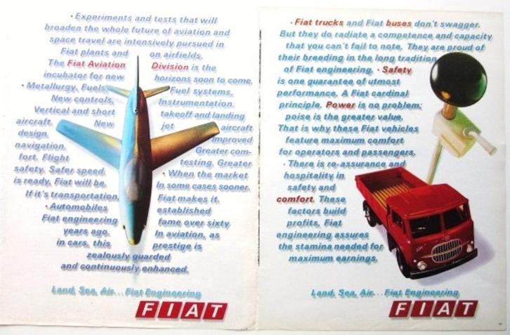 10 vintage advertenties reclames Fiat engineering 1961-69, Verzamelen, Merken en Reclamevoorwerpen, Gebruikt, Overige typen, Ophalen of Verzenden