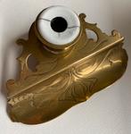 Brocante klassiek Koper messing inktpot porseleinen potje, Antiek en Kunst, Curiosa en Brocante, Ophalen of Verzenden