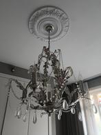 Metalen, mooi bewerkte kroonluchter met glazen details, Ophalen, Zo goed als nieuw, Glas