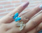Vlinder ring Verstelbaar, Sieraden, Tassen en Uiterlijk, Ringen, Overige materialen, Ophalen of Verzenden, Zo goed als nieuw, Dame
