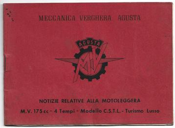 MV Agusta 175 model C.S.T.L. handleiding Notizie 1954 beschikbaar voor biedingen