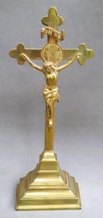 19 de eeuw Vlaams Koperen Kruis Kruisbeeld Corpus Christus, Antiek en Kunst, Ophalen of Verzenden