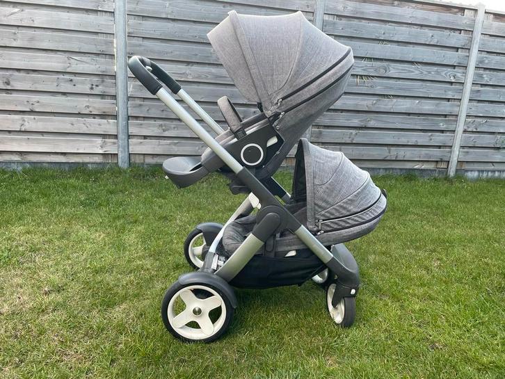 Kinderwagen duo Stokke, Kinderen en Baby's, Kinderwagens en Combinaties, Gebruikt, Combiwagen, Overige merken, Duowagen, Verstelbare duwstang