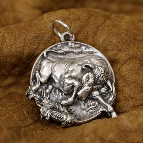 Stier Hanger - 925 hanger, Sieraden, Tassen en Uiterlijk, Kettinghangers, Nieuw, Zilver, Zilver, Dier, Verzenden