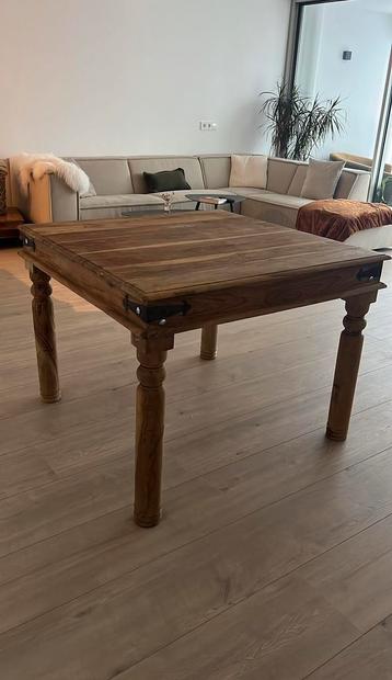Teakhouten Eettafel - Vierkant - 110x110cm beschikbaar voor biedingen