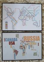 Set kwaliteitslijsten met 2 artposters world 41,5/59.5cm., Huis en Inrichting, Metaal of Aluminium, Ophalen of Verzenden, Zo goed als nieuw